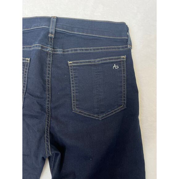 Rag & Bone 10 In Crop Flare DUNE Dark Wash Raw Hem Clean Girl sz 28 Made in USA - Picture 10 of 12